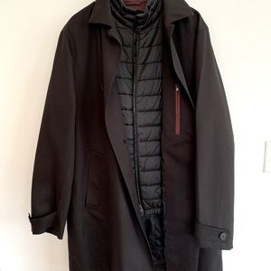 HUGO BOSS PERFORMANCE COAT IN A RECYCLED-WOOL BLEND WITH REMOVABLE-INNER VEST